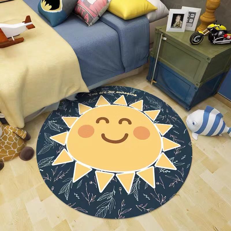 Thảm trải sàn hình tròn họa tiết hoạt hình dễ thương trang trí nhà cửa cỡ 100cm