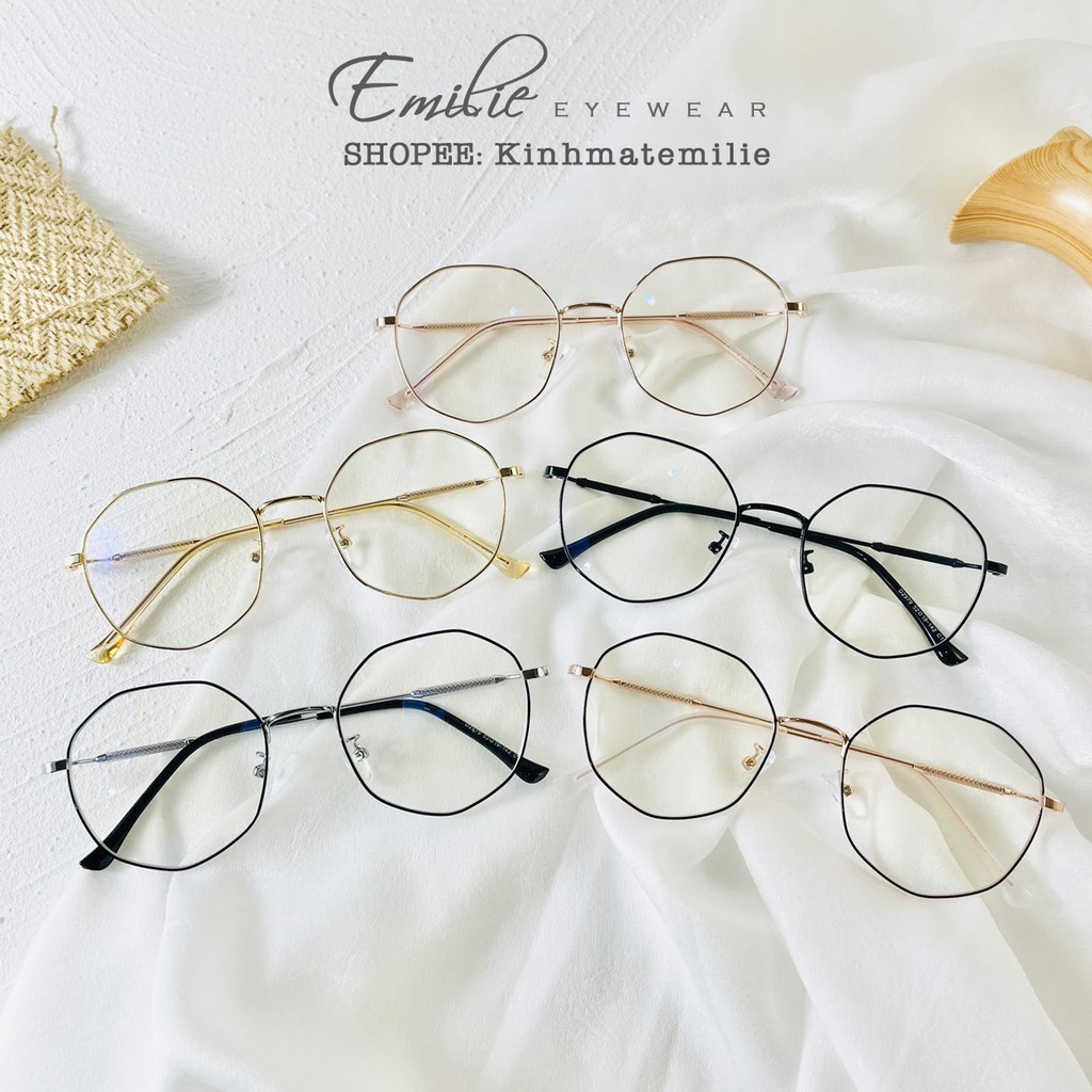 Kính gọng mảnh tròn đa giác nam nữ Emilie eyewear chất liệu kim loại phụ kiện thời trang 2979