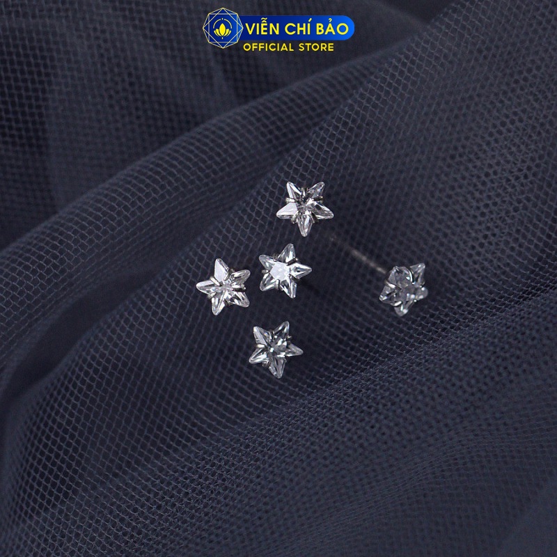 Khuyên tai bạc nữ Ngôi sao kim cương chất liệu bạc 925 đính đá thời trang phụ kiện trang sức nữ Viễn Chí Bảo E028H