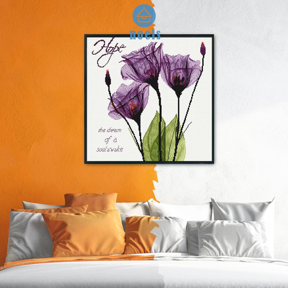 Tranh Thêu Chữ Thập Hình Hoa Tulip 49x49cm 11ct