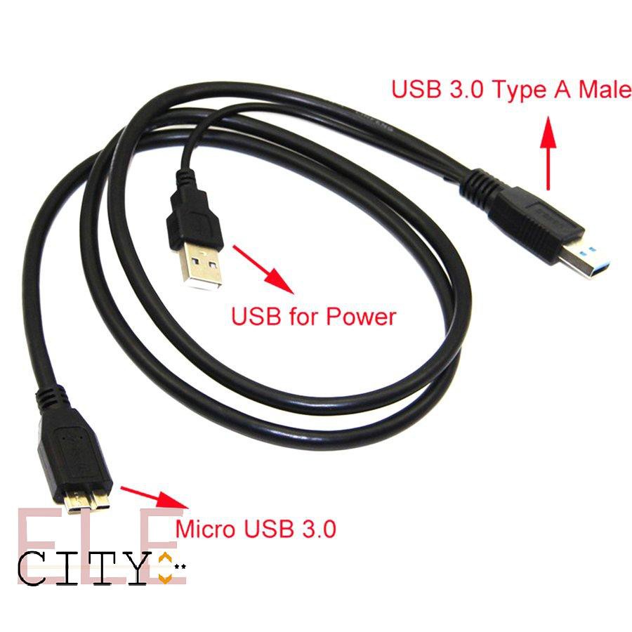 ✨COD✨0.6m Dual USB 3.0 A Male to Micro B Y Black Power Data Cable Mobile Hard Disk