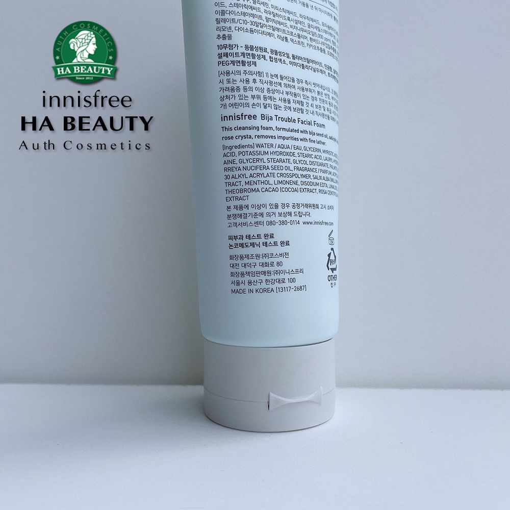 Sữa rửa mặt cho da mụn nhạy cảm từ Bija innisfree Bija Trouble Facial Foam 150g sạch lỗ chân lông