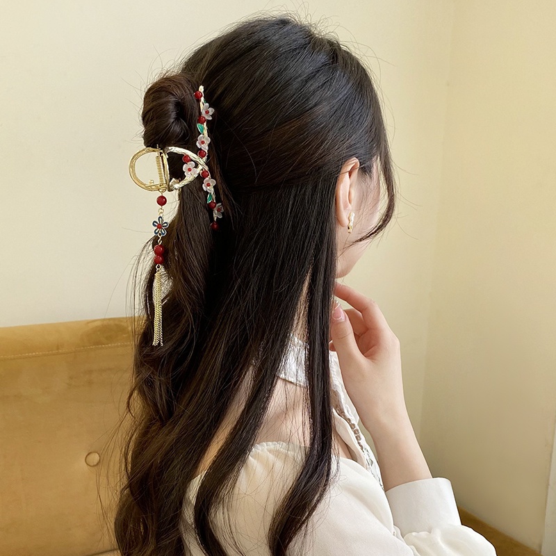 Kẹp Tóc Kim Loại Hình Hoa Cỡ Lớn Phong Cách Hàn Quốc Cổ Điển Thời Trang Cho Nữ