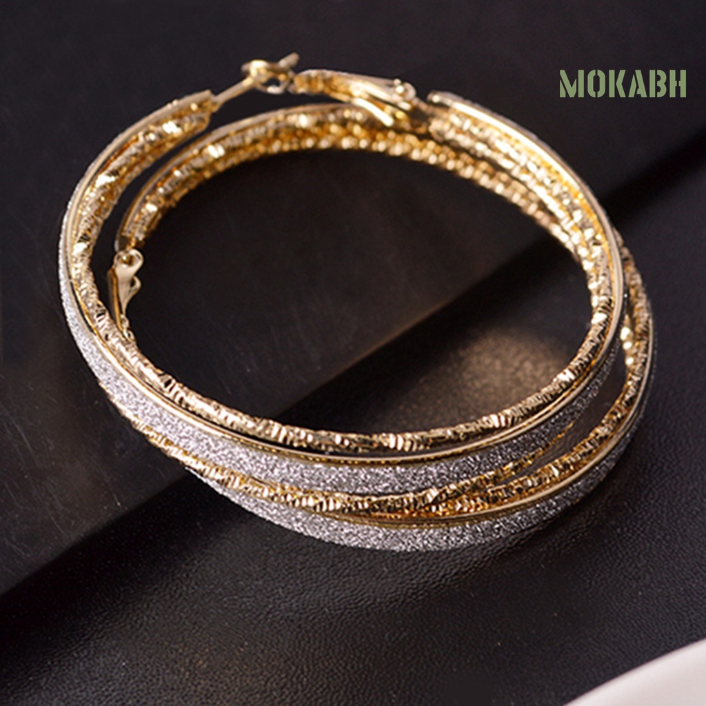 1 Đôi Bông Tai Hình Tròn Bằng Hợp Kim Lấp Lánh Thời Trang Cho Nữ