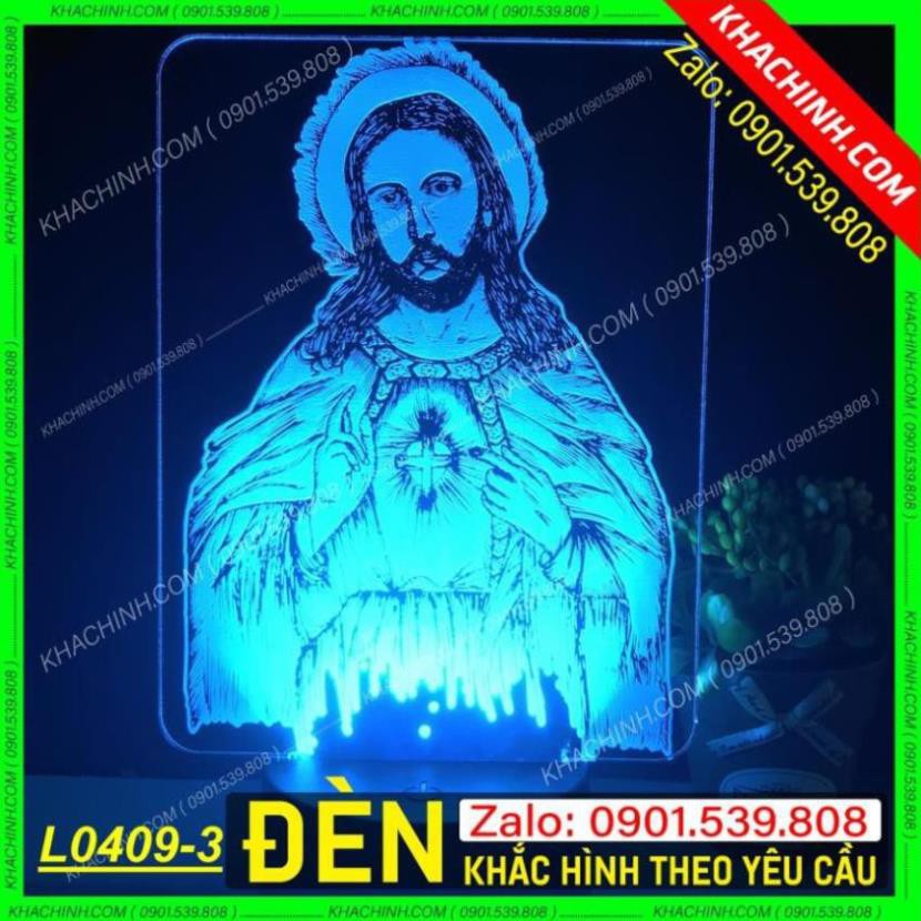 Đèn thờ hình Chúa - nhận làm ảnh Thiên Chúa theo yêu cầu - Mẫu L0471-G có Remote thay đổi 16 màu