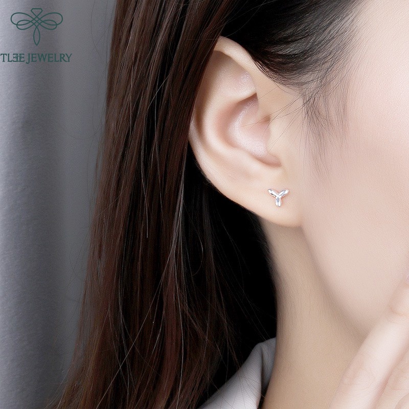 Khuyên tai bạc nữ TLEE lá lệch basic cá tính TleeJewelry B0191