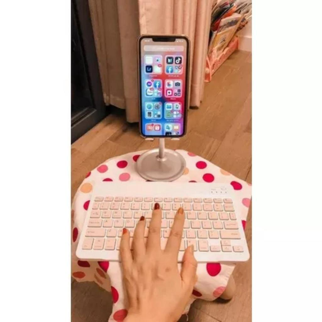 Bộ Bàn Phím Văn Phòng Và Chuột Bluetooth Không Dây 10 inch Gọn Nhẹ Cho iPad Android Tablet Windows Laptop