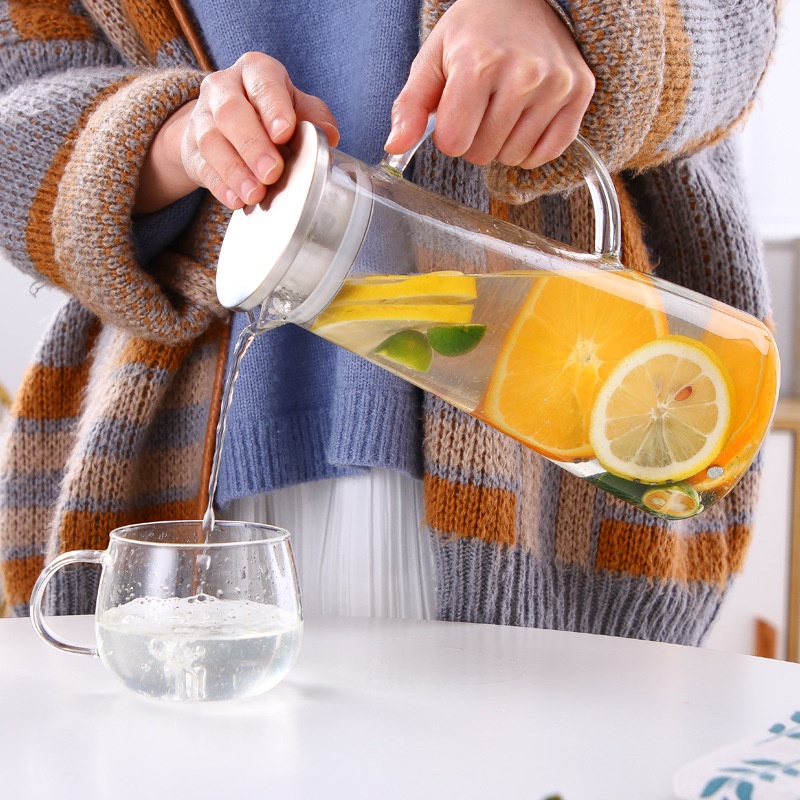 Ấm pha trà thủy tinh Deli nắp inox 1300ml,bình đựng nước thủy tinh chịu nhiệt cao cấp