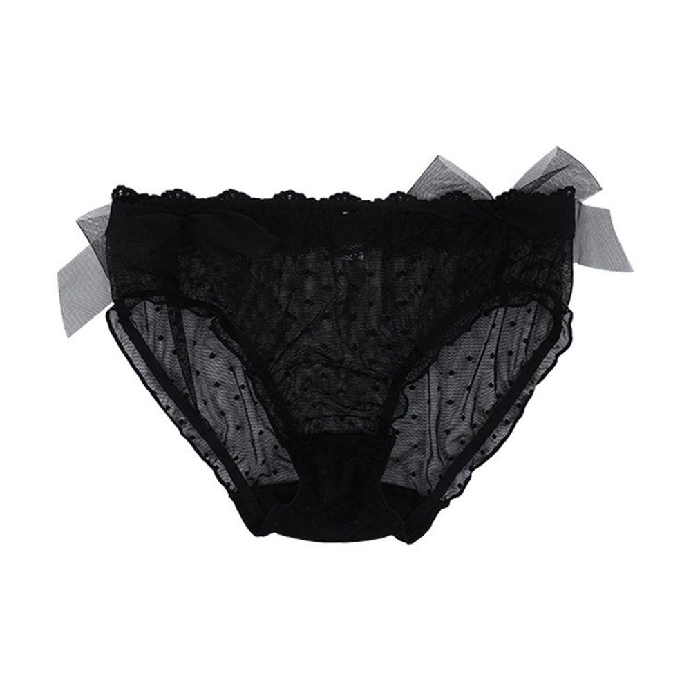SOMEDAYZL Quần Lót Lưới Trong Suốt Hoạ Tiết Chấm Bi Đính Nơ Quyến Rũ