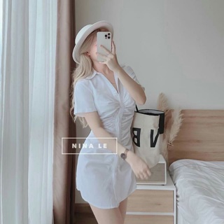 ĐẦM SƠ MI BIG SIZE NHÚN EO DẠO PHỐ, ĐI BIỂN