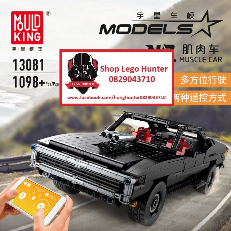 Mould King 13081 Technic Dodge bộ đồ chơi lắp ráp Xe oto điều khiển từ xa 1098 chi tiết