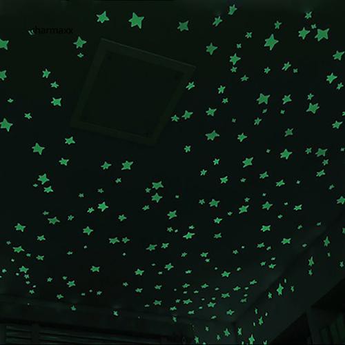 Set 100 / 40 miếng giấy dán tường hình ngôi sao 3D phát sáng trong tối