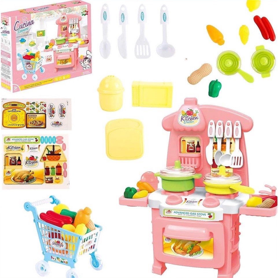 Đồ Chơi Nhà Bếp Cho Bé Kèm Xe Đẩy SIêu Thị
