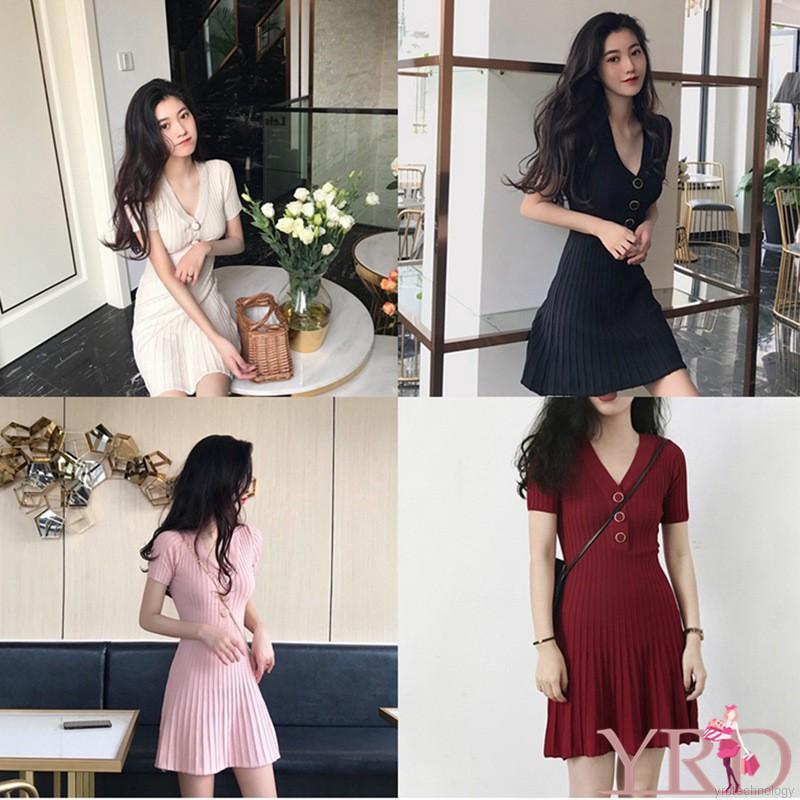 Đầm dệt kim tay ngắn thời trang cho nữ | BigBuy360 - bigbuy360.vn