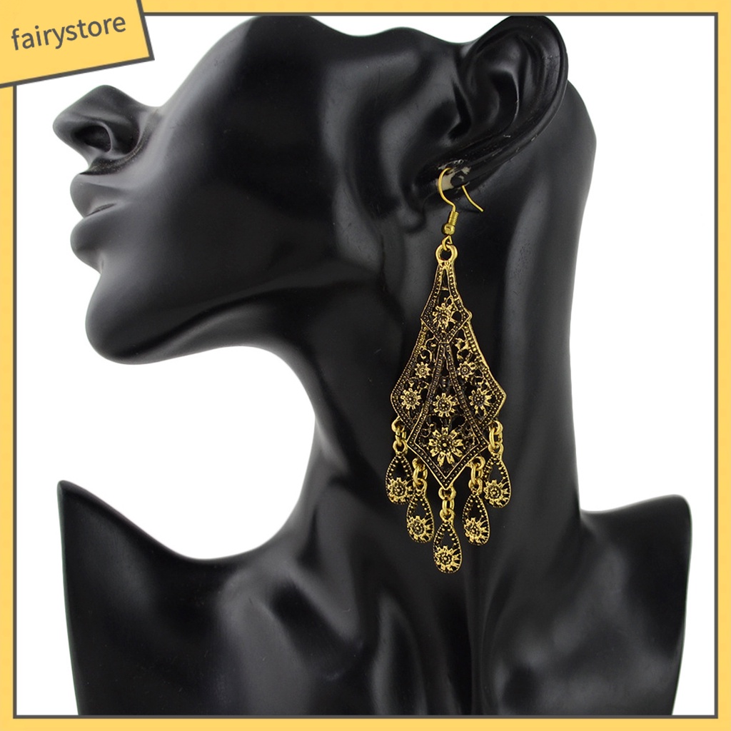 Bông tai nữ trang dáng dài tạo hình độc đáo