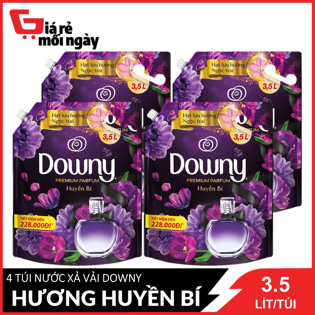 [Nguyên thùng] Combo 4 túi Nước xả vải Downy Huyền bí (Đen) túi 3.5L X4