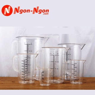 Ca nhựa trắng trong loại dày cứng cáp, dung tích 200ml, 500ml, 1000ml có chia vạch chia ml