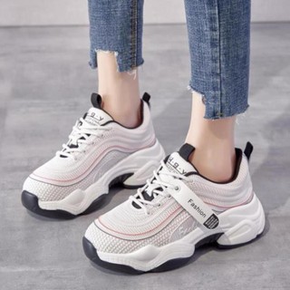 Giày Sneakers Nữ, Giày Thể Thao Nữ Đế Độn 3cm Lượn Sóng Màu Kem Cá Tính Hot Trend Minhtushoes Giày Dép Nữ Cao Cấp BH12