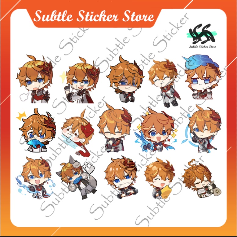 - Set 10/15 Sticker Childe/Tartaglia hình dán chibi game Genshin   dán trang trí . siêu đẹp