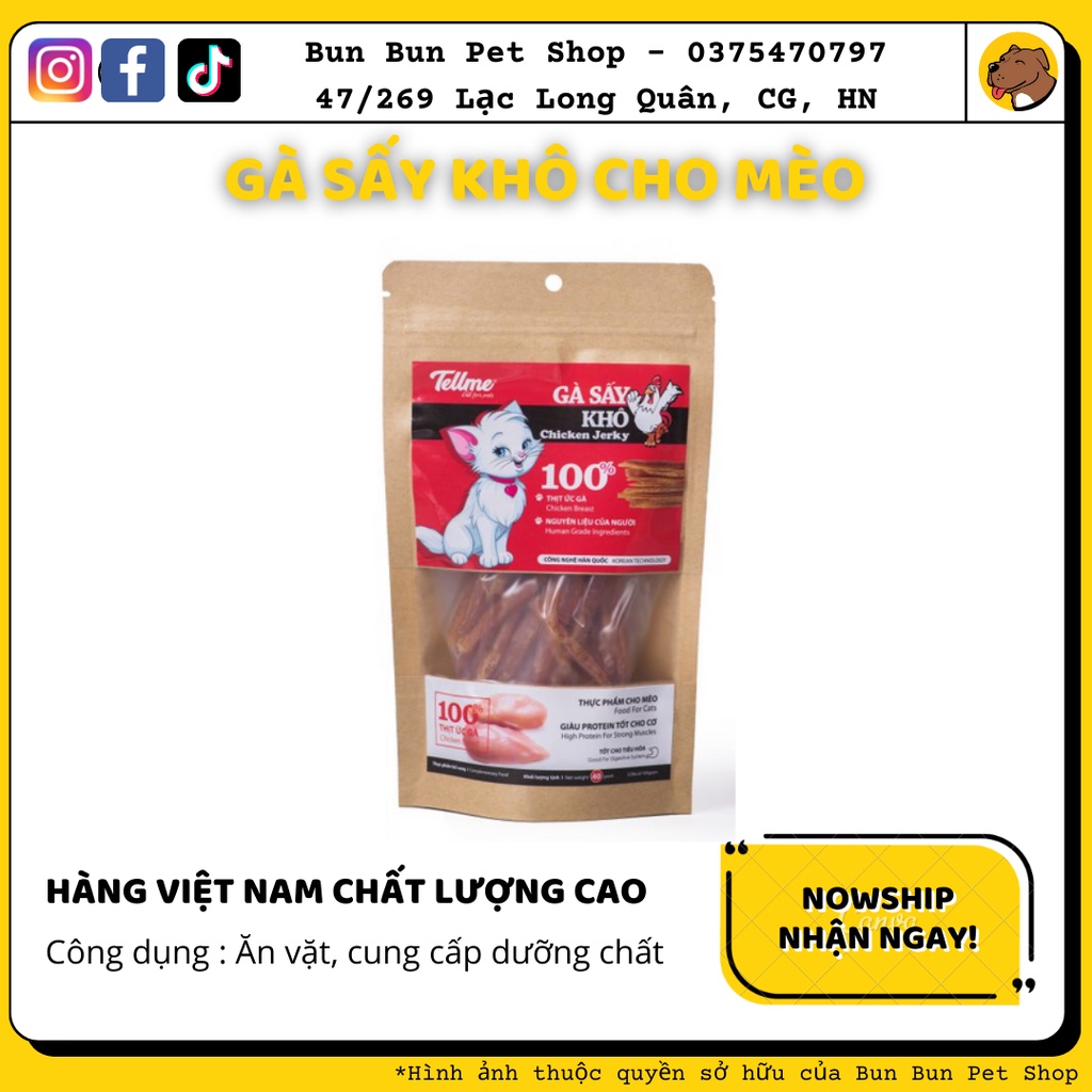 Gà sấy khô Tellme cho mèo 40gr