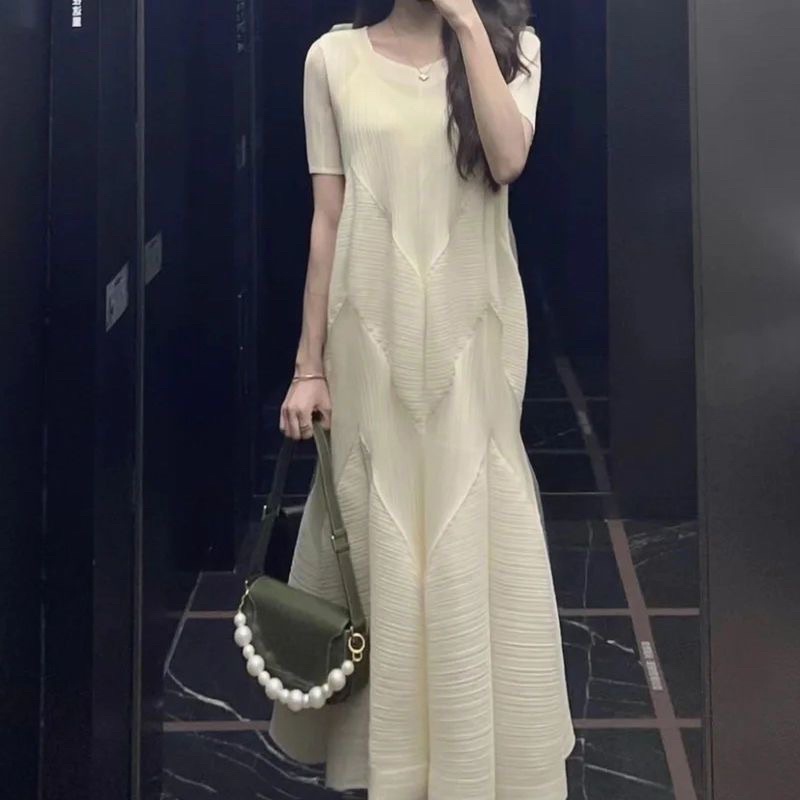 (ORDER TAOBAO) Đầm maxi xếp ly đuôi cá - Hàng chuẩn loại 1 - Quảng Châu Cao Cấp