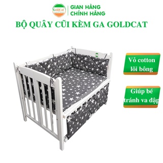 Combo Quây Cũi Trần Bông Kèm Ga Bọc Đệm GOLDCAT QSG Chất Thô Lụa Mềm Mịn Họa Tiết Sao Ghi Nhiều Kích Thước