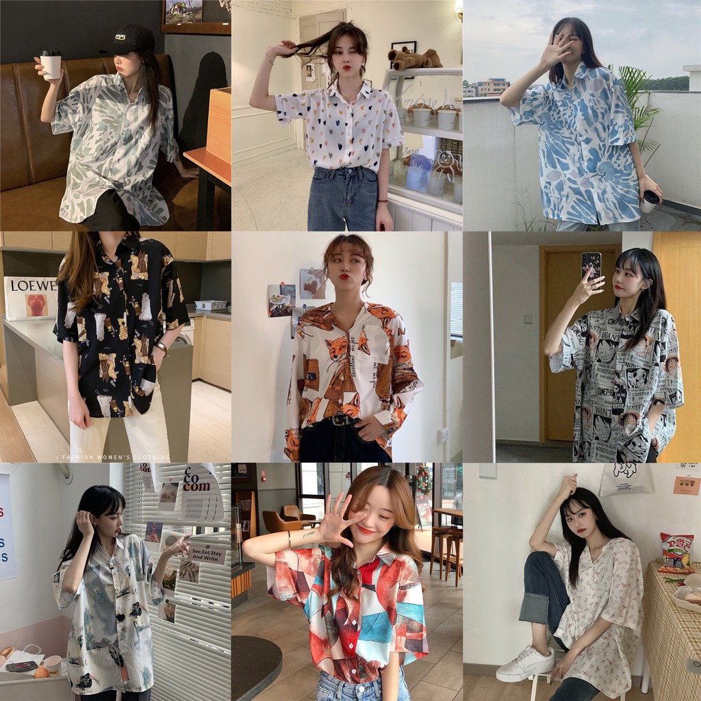 [MẪU MỚI 2021 - LEEVA] Áo sơ mi họa tiết nữ in hình mẫu mới về L245
