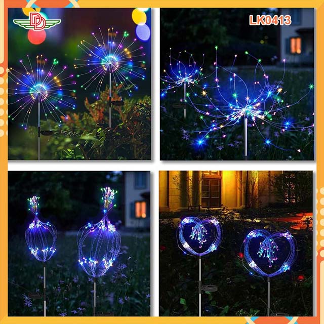 Đèn LED 120 dùng năng lượng mặt trời có bóng hình pháo hoa LK0413