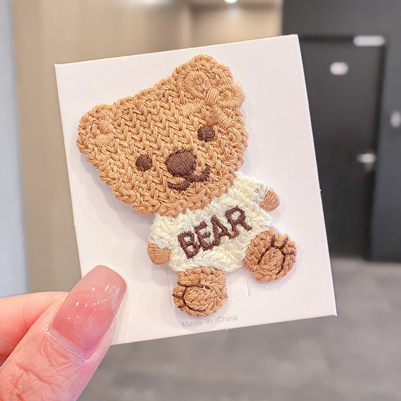 Kẹp Tóc Dệt Kim Họa Tiết Hoạt Hình Phong Cách Hàn Quốc Cho Bé Gái