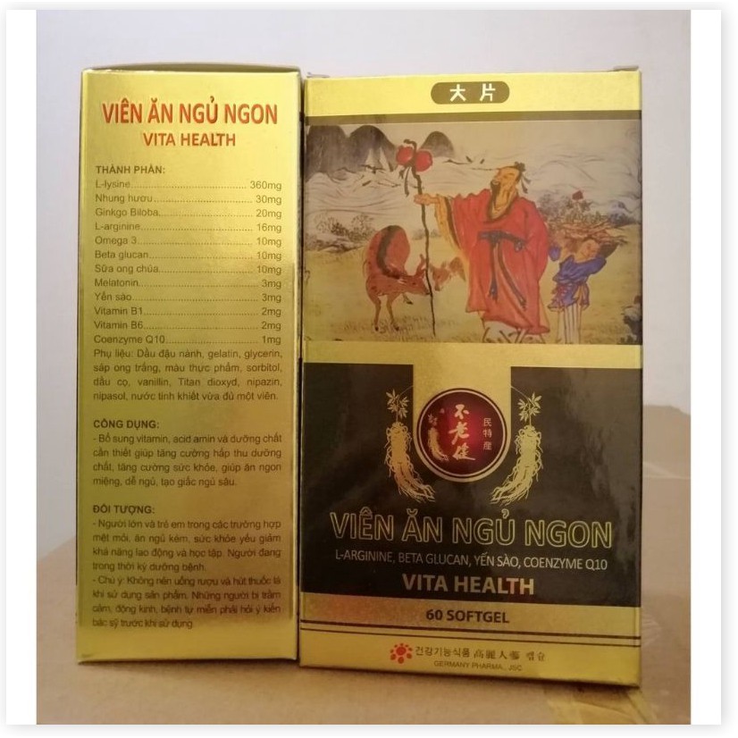 Viên ăn ngủ ngon Vita Health - Hộp 60 viên