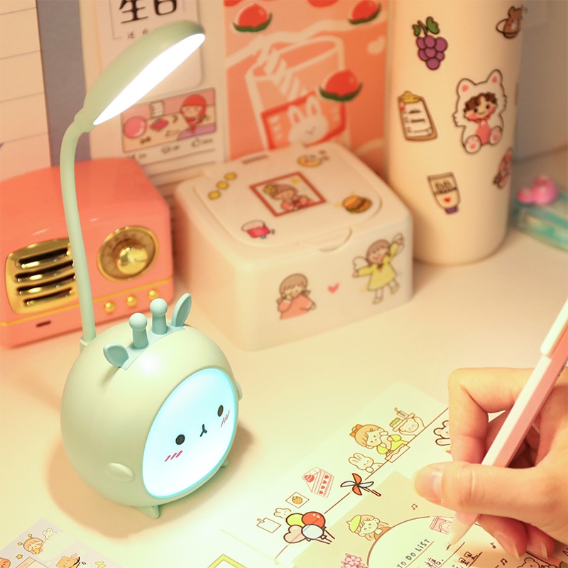 Đèn LED Để Bàn Hình Chú Hươu Hoạt Hình 3 Chế Độ Sáng Tạo/ Cổng Sạc USB