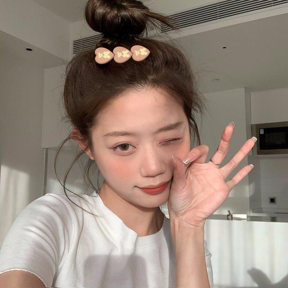 Kẹp Tóc Hình Trái Tim Hoạt Hình Phong Cách Hàn Quốc Dễ Thương Cho Nữ