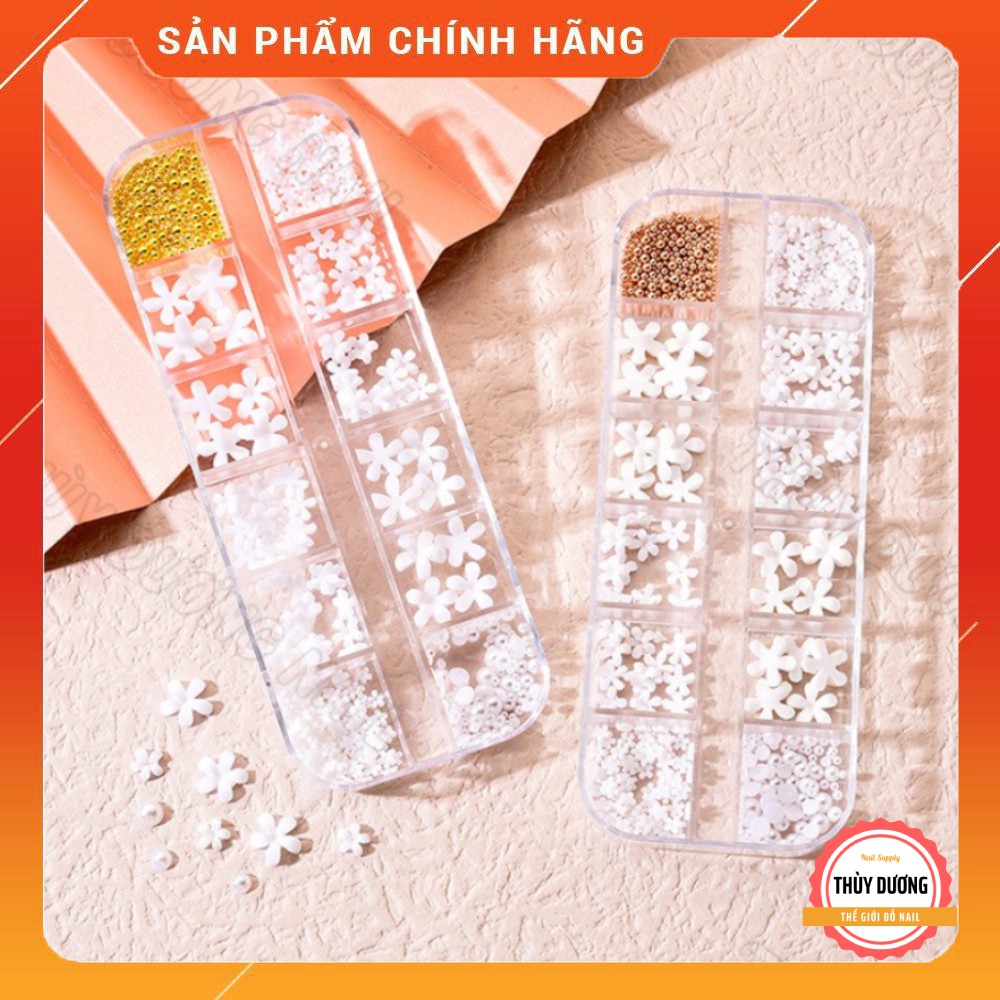 Khay phụ kiện hoa sứ, bi trang trí móng 3 size chuyên dùng làm nail