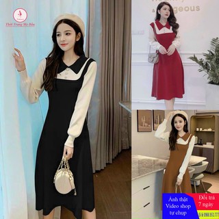 Đầm bầu thu đông len dáng xoè new 3 màu size 50-75kg ( hình thật + hàng chuẩn trước sau sinh)