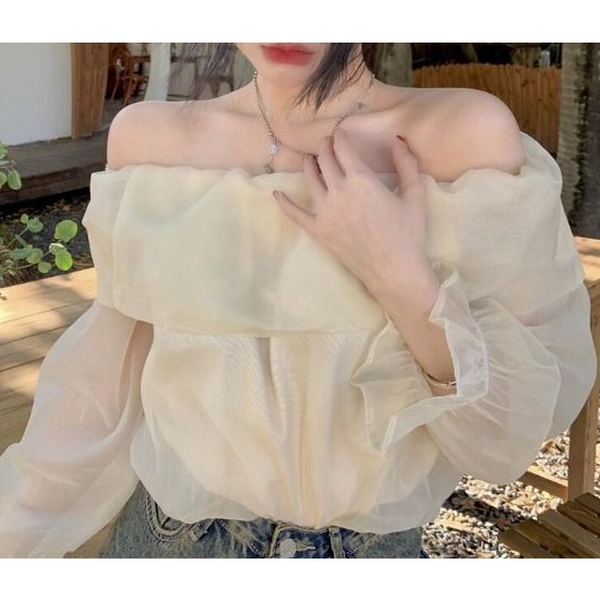 Áo Sơ Mi Trễ Vai Họa Tiết Sọc Caro Phong Cách Hong Kong Cổ Điển Thời Trang Mùa Hè Cho Nữ