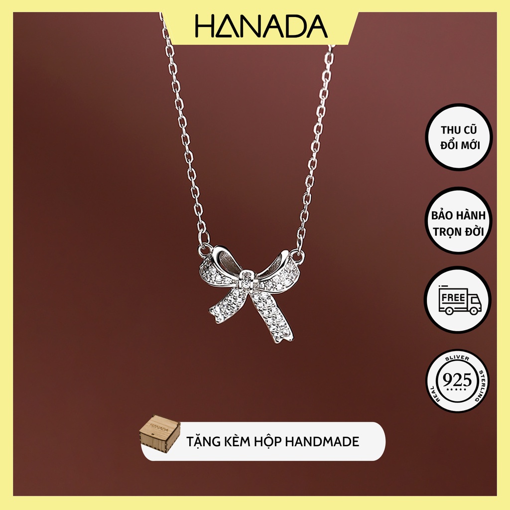Dây Chuyền Bạc 925 Hanada Nơ Đá 0169
