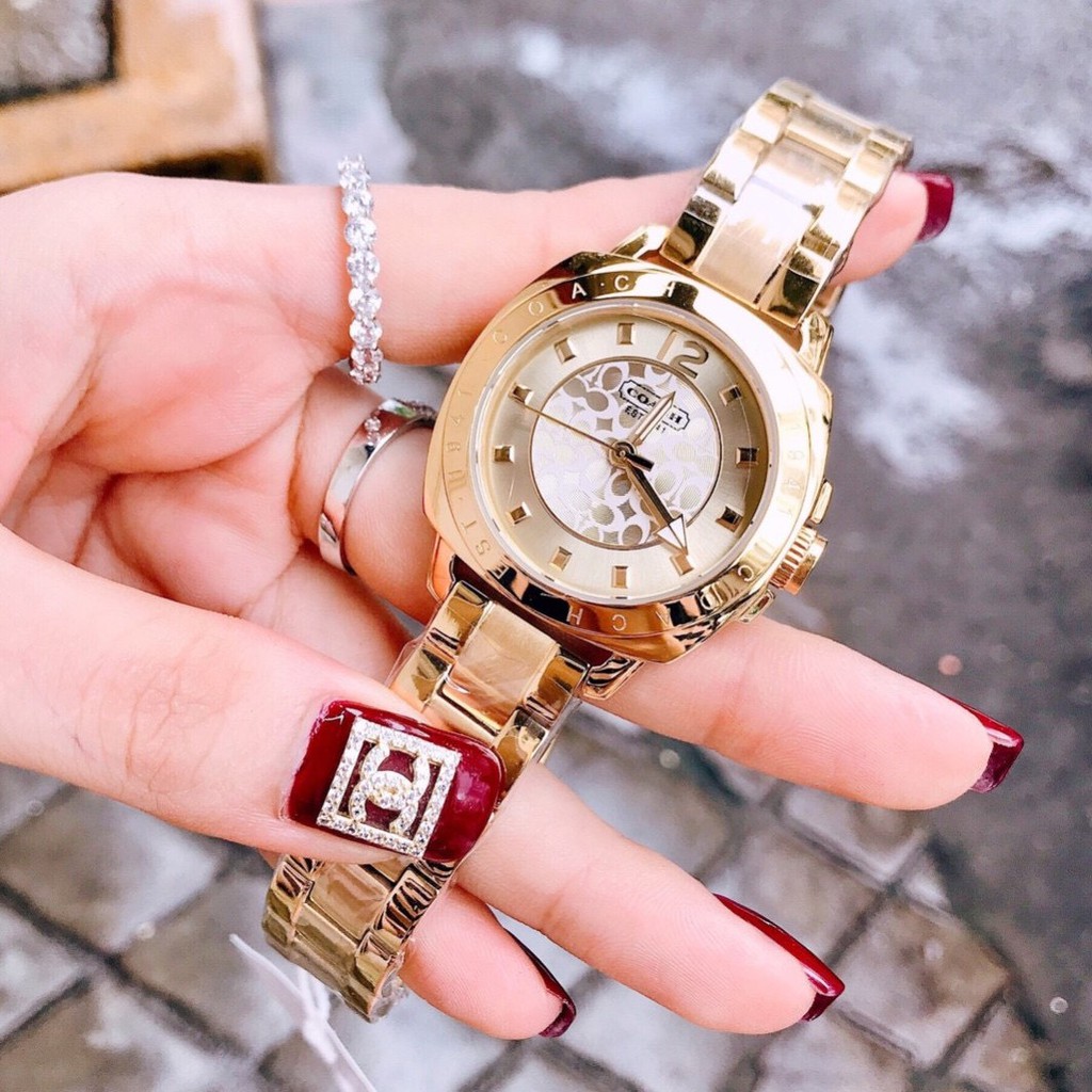 Đồng Hồ Coach Nữ Dây Kim Loại Vàng 35mm