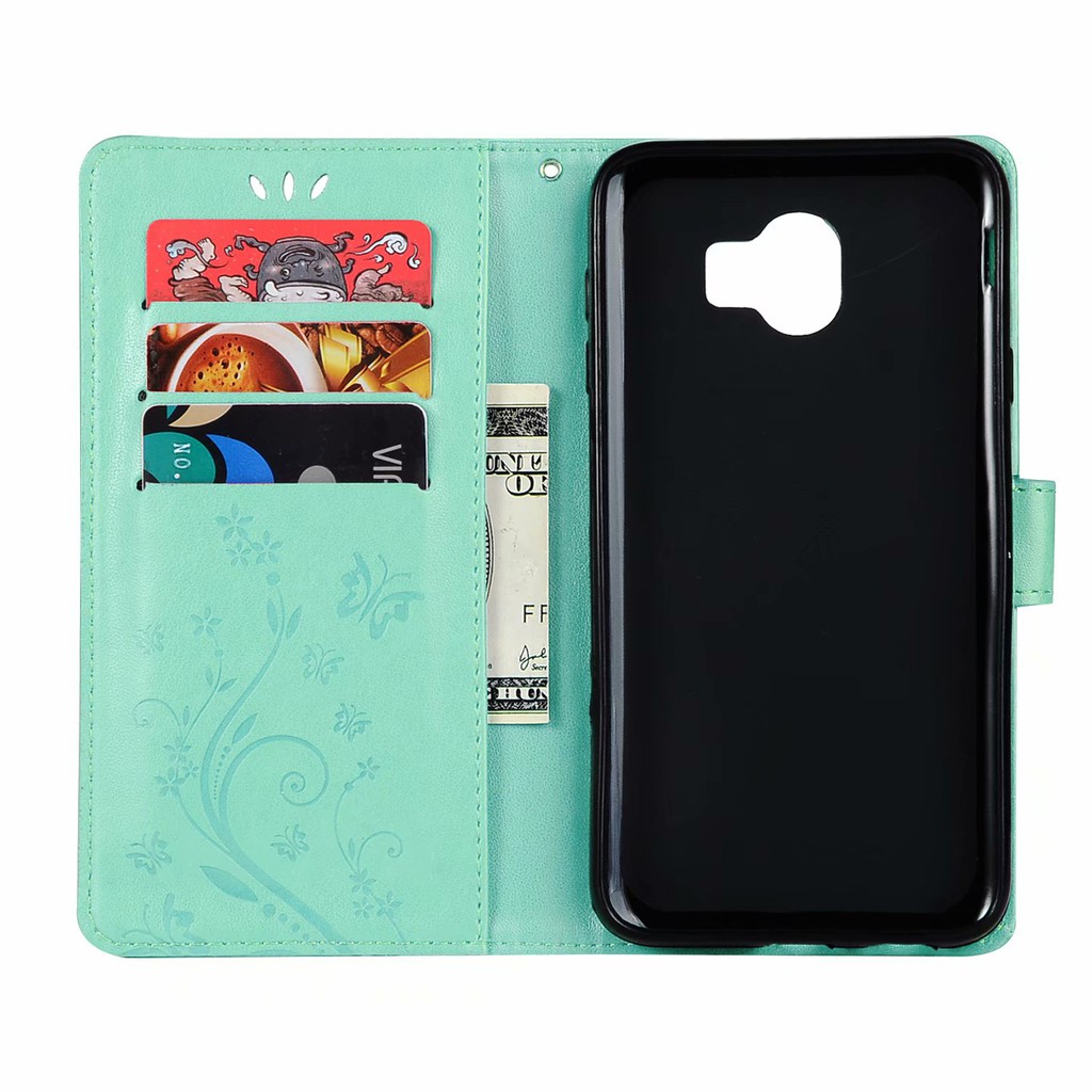 Bao da điện thoại dập nổi họa tiết hoa và bướm đẹp mắt cho Samsung J4 2018 | BigBuy360 - bigbuy360.vn