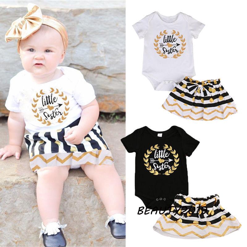 Set áo thun ngắn tay + chân váy đáng yêu cho bé gái