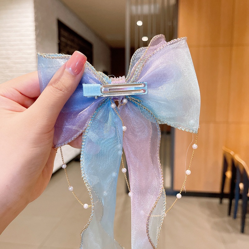 Kẹp tóc mặt hình nơ họa tiết hoa thời trang cho bé gái