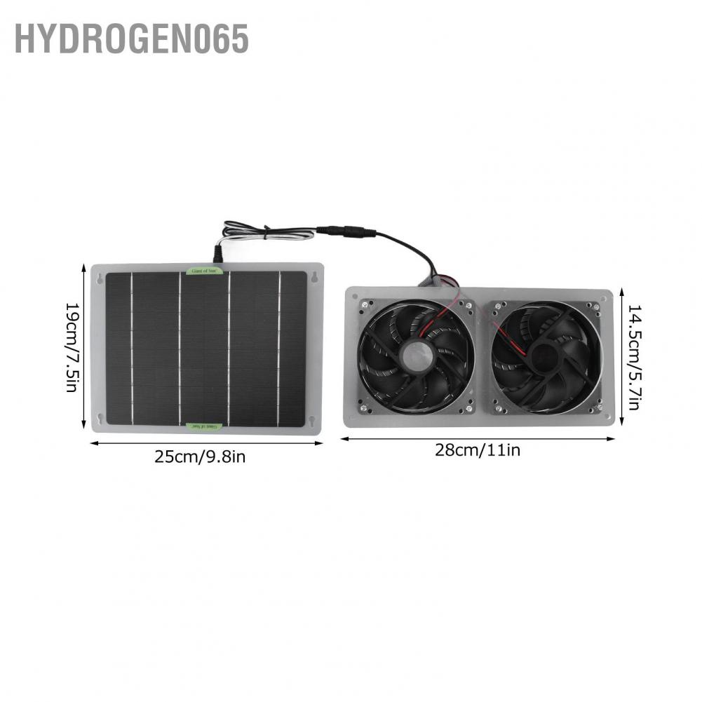 Bộ quạt bảng điều khiển năng lượng mặt trời 100W 12V Quạt thông gió kép di động không thấm nước cho nhà kính gia đình Hydrogen065