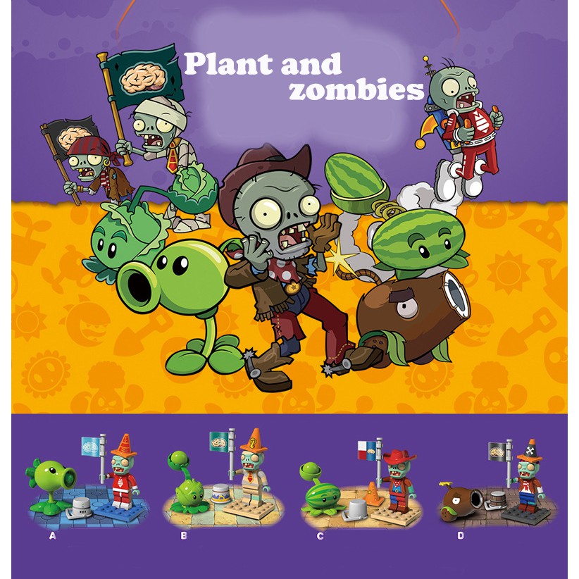 Combo 04 quả trứng lego xếp hình hoa quả nổi giận plant and zombies 2