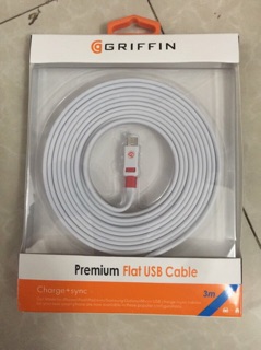 [SALE 10%] Cáp sạc Griffin dài 3m cho IPhone 5, 6, Samsung MicroUSB 8600