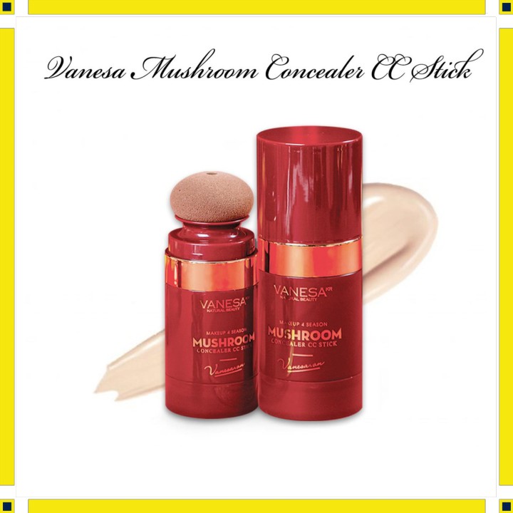 Kem Nền Vanesa CC Đỏ Mushroom Concealer CC Stick Phiên Bản Giới Hạn, Kem nền che khuyết điểm chính hãng Hàn Quốc