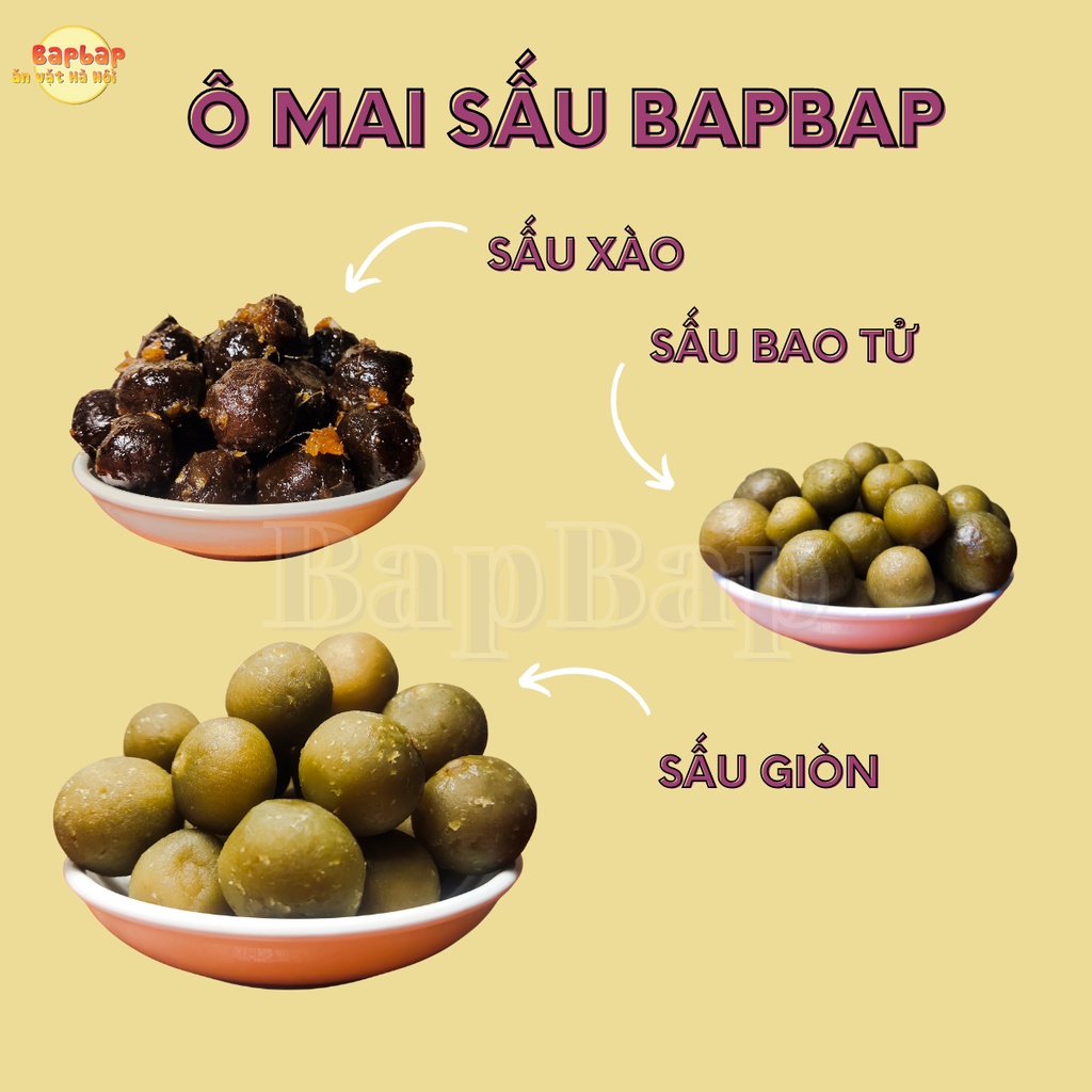 Ô mai sấu giòn chua ngọt Bapbap, chính hãng Hàng Đường, xí muội sấu giòn hương vị truyền thống đặc sản ô mai Hà Nội