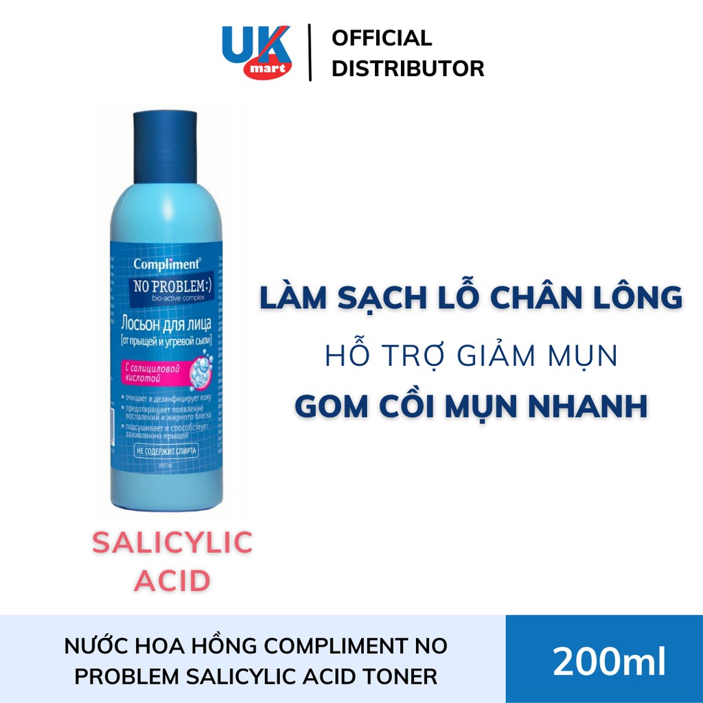 Toner Compliment No Problem Salicylic Acid Làm Sạch Da Kiềm Dầu Giảm Mụn 200ml