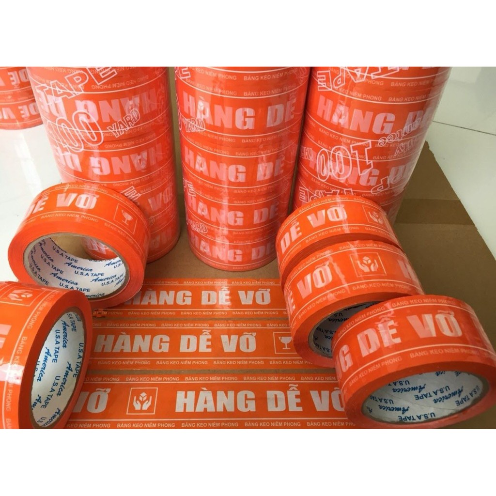 1 Cây băng keo hàng dễ vỡ màu cam giá rẻ