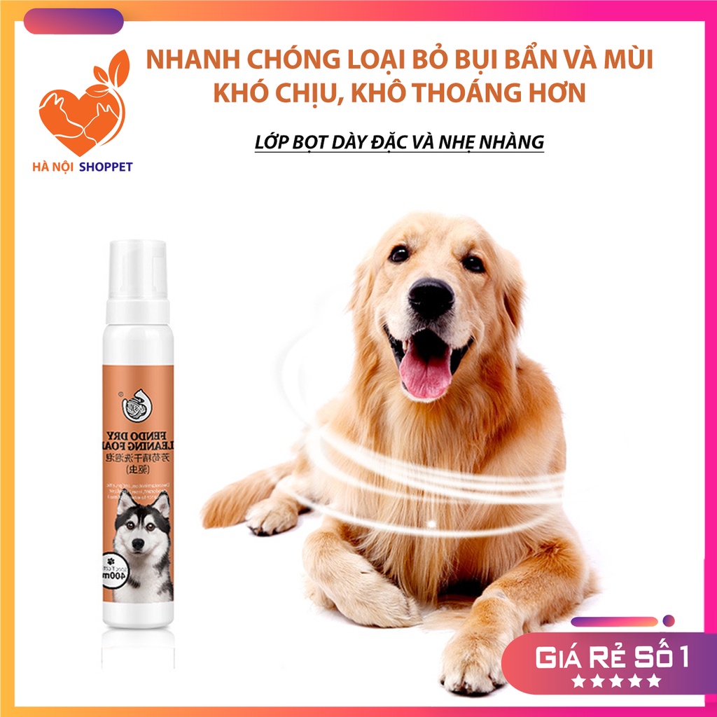 XỊT BỌT TẮM KHÔ CHÓ MÈO CAO CÁP - CHAI 400 ML