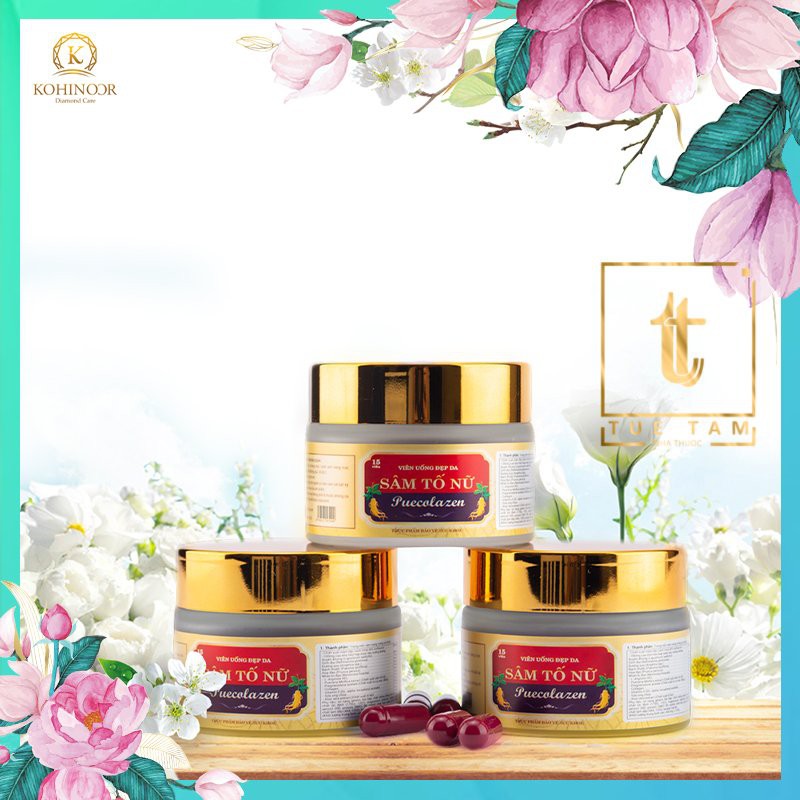 🌺Sâm Tố Nữ🌺 HỘP 3 LỌ SÂM TỐ NỮ PUECOLAZEN - SÂM TỐ NỮ COLLAGEN CHÍNH HÃNG - VIÊN UỐNG ĐẸP DA HIỆU QUẢ SAU 1 HỘP