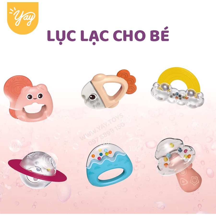 Đồ Chơi Phát Triển Giác Quan - Gặm Nướu Kiêm Lục Lạc Bộ 10 món Cho Trẻ Sơ Sinh - Nocky